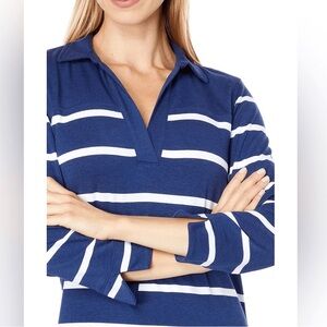 Vineyard Vines striped deluxe cotton blend oversized collar popover NWT large
